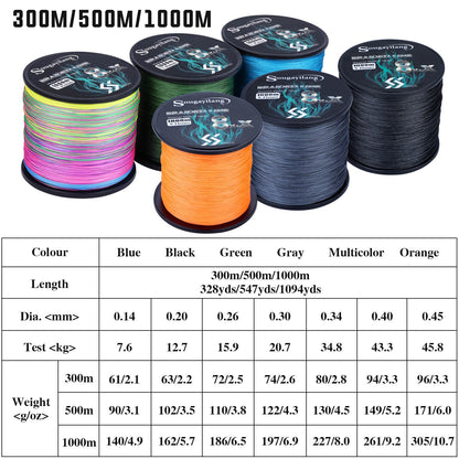 Sougayilang 8x+x 9 Strands Braided PE Fishing Line 300M 500M 1000M Strong Fishing Line Multifilament Durable Fishing Line Tool