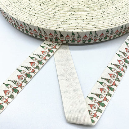 New 5yards 15mm Christmas Printed Polyester Cotton Ribbon DIY Wedding Christmas Party