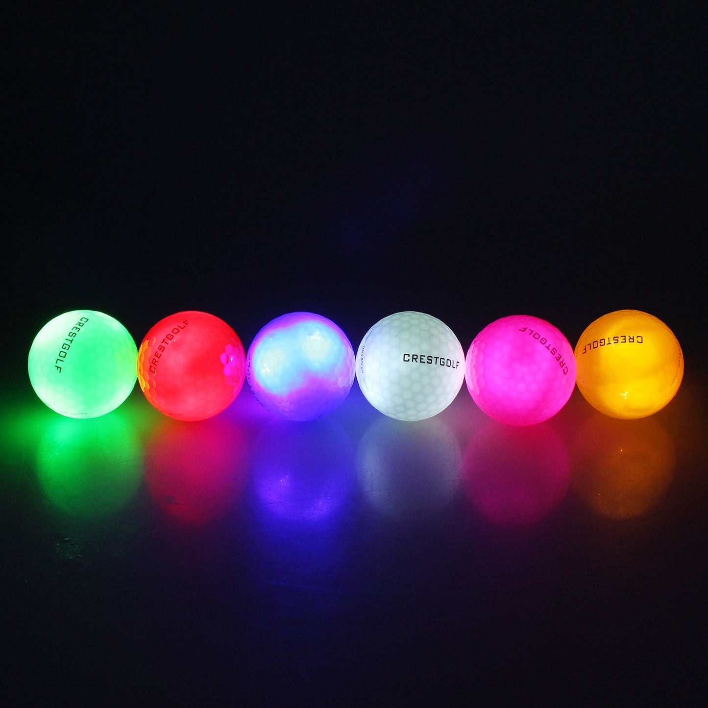 10 Pack Crestgolf Glow in the Dark Golf Balls for Night Light Up LED Golf Ball Six Colors for Your Choice