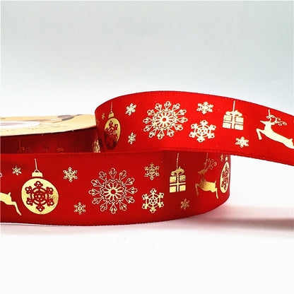5yards 1inch 25mm Christmas Ribbon Printed Christmas Polyester Ribbon for Handmade Design Christmas Decoration DIY