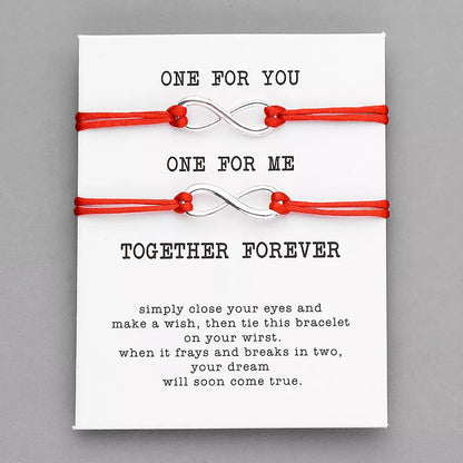 Pipitree 2pcs/Set Together Forever Love Infinity Bracelet for Lovers Red String Couple Bracelets Women Men's Wish Jewelry
