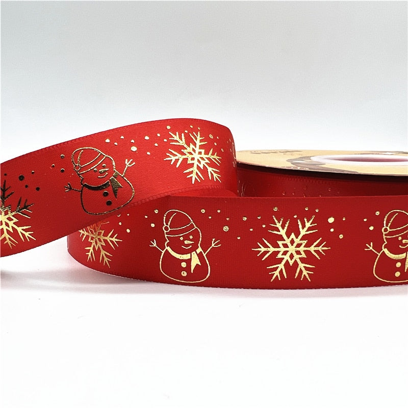 5yards 1inch 25mm Christmas Ribbon Printed Christmas Polyester Ribbon for Handmade Design Christmas Decoration