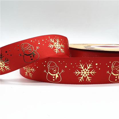 5yards 1inch 25mm Christmas Ribbon Printed Christmas Polyester Ribbon for Handmade Design Christmas Decoration
