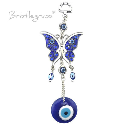 BRISTLEGRASS Turkish Blue Evil Eye Rhinestone Butterfly Wall Hanging Pendants Amulets Lucky Charm Blessing Protection Decor