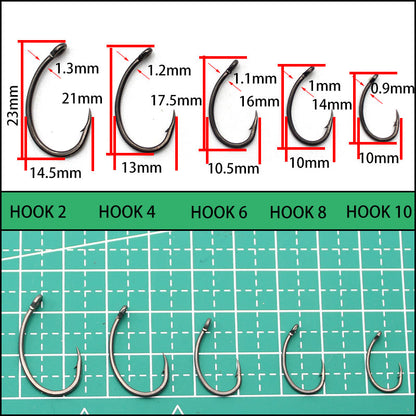 30PCS High Carbon Steel Carp Hooks Coating Carp Fishing Hook Wide Gape With Micro Barb Matt Black Yn Hook for Carp Coarse