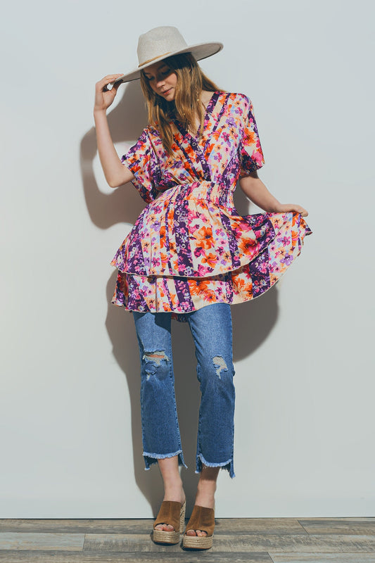 Floral Mini Dress in Multicolour