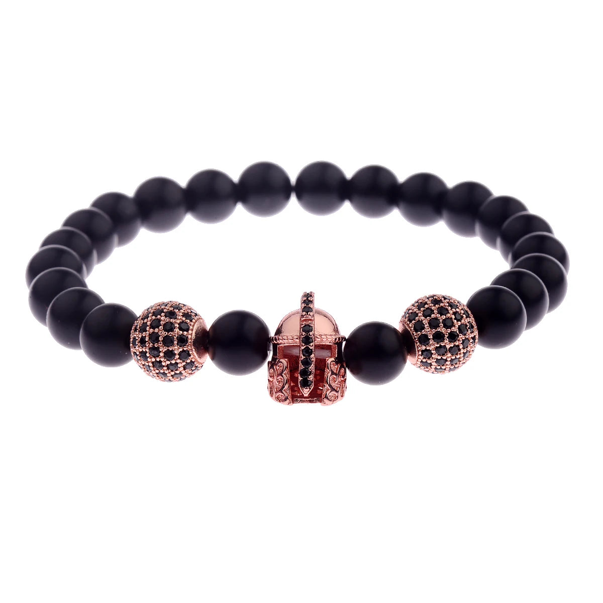 DOUVEI Round Black CZ Zircon Pave Lava Weaving Bracelet Men Beads Weaving Bracelet Homme Adjustable ABL005