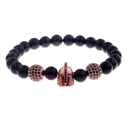 DOUVEI Round Black CZ Zircon Pave Lava Weaving Bracelet Men Beads Weaving Bracelet Homme Adjustable ABL005