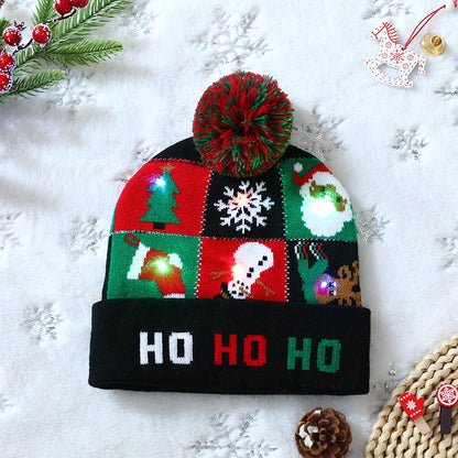 LED Christmas Hat Sweater Knitted Beanie Christmas Light Up Knitted Hat Christmas for Kids Adult Xmas 2023 New Year Decor