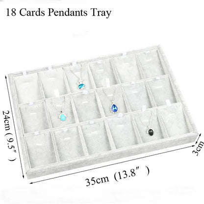 Ice Grey Velvet Jewelry Tray Jewelllery Storage Box Watch Holder Necklace Ring Earrings Pendant Display Organizer Series