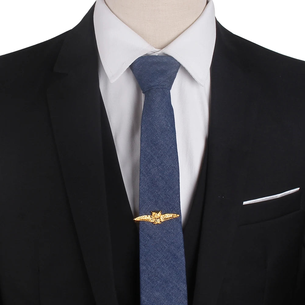 Tie Clip for Men Classic Meter Tie Pin Copper Tie Bar Quality Enamel Tie Collar Pin Crystal Business Corbata