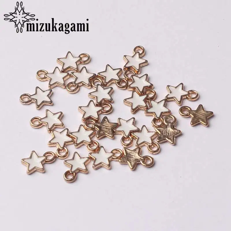Zinc Alloy Black White Enamel Charms Mini Stars Charms 6mm 50pcs/Lot for DIY Jewelry Making Finding Accessories