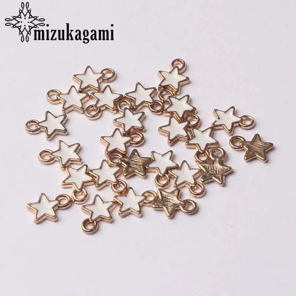 Zinc Alloy Black White Enamel Charms Mini Stars Charms 6mm 50pcs/Lot for DIY Jewelry Making Finding Accessories