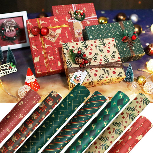70X50cm Christmas Diy Kraft Wrapping Paper Printing Paper Christmas New Year Decoration Wrapping Paper