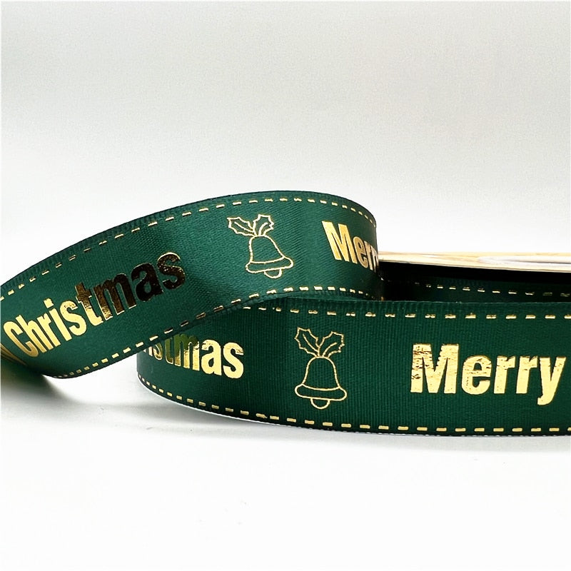 5yards 1inch 25mm Christmas Ribbon Printed Christmas Polyester Ribbon for Handmade Design Christmas Decoration