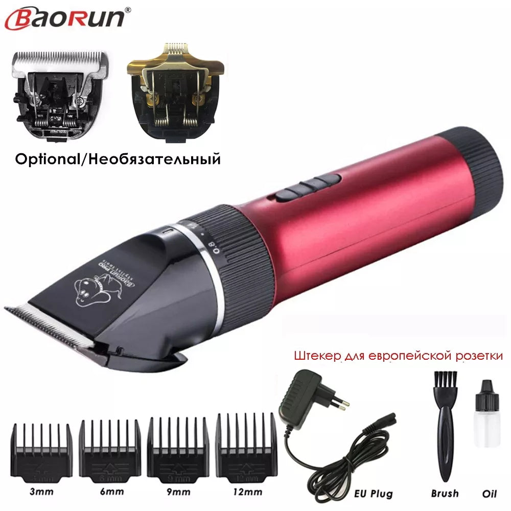 BaoRun P6 Professional Dog Hair Trimmer Rechargeable Pet Cat Grooming Clipper Shaver Low-Noise Electric Cutters Haircut Machine