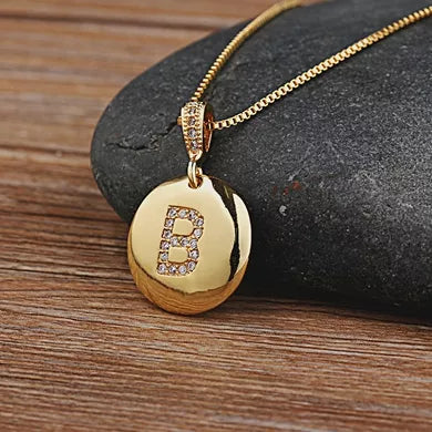 Nidin Women Girls Initial Letter Necklace 26 A-Z Charm Neck Pendants Copper CZ Jewelry Personal