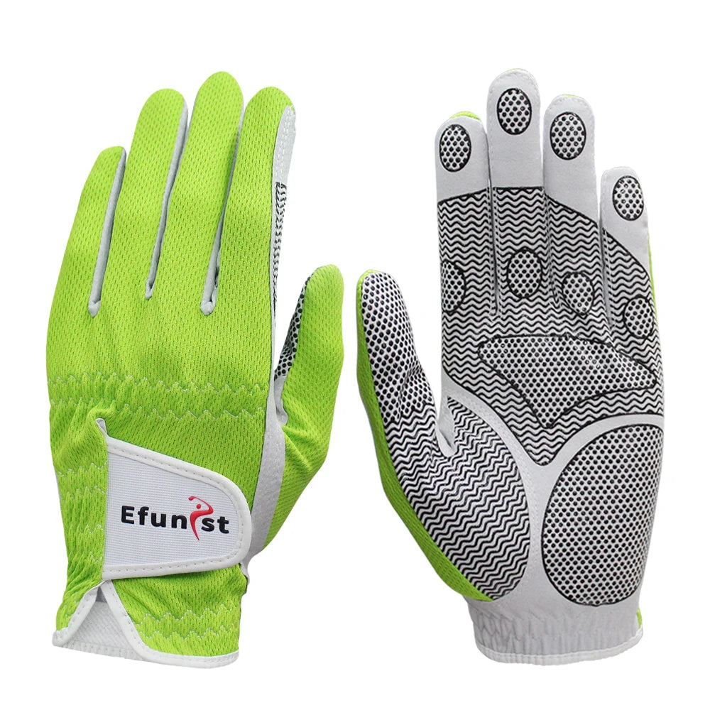 10 Pcs Efunist Golf Glove Men Left Hand Breathable Green 3D Performance Mesh Non-Slip Micro Fiber Golf Gloves