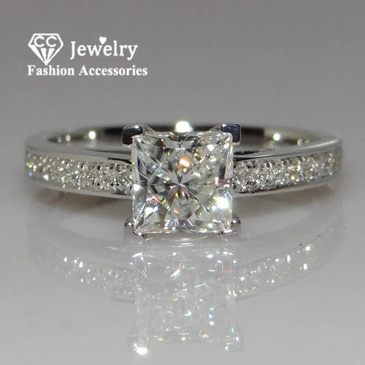 CC Jewelry Fashion Rings for Women Silver Color Simple Design Princess Square Wedding Engagement Bijoux Drop Shipping CC631