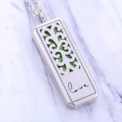 Square Stainless Steel Magnetic Aromatherapy Diffuser Necklace Jewelry Perfume Locket Pendant Essential Oil Locket Necklace