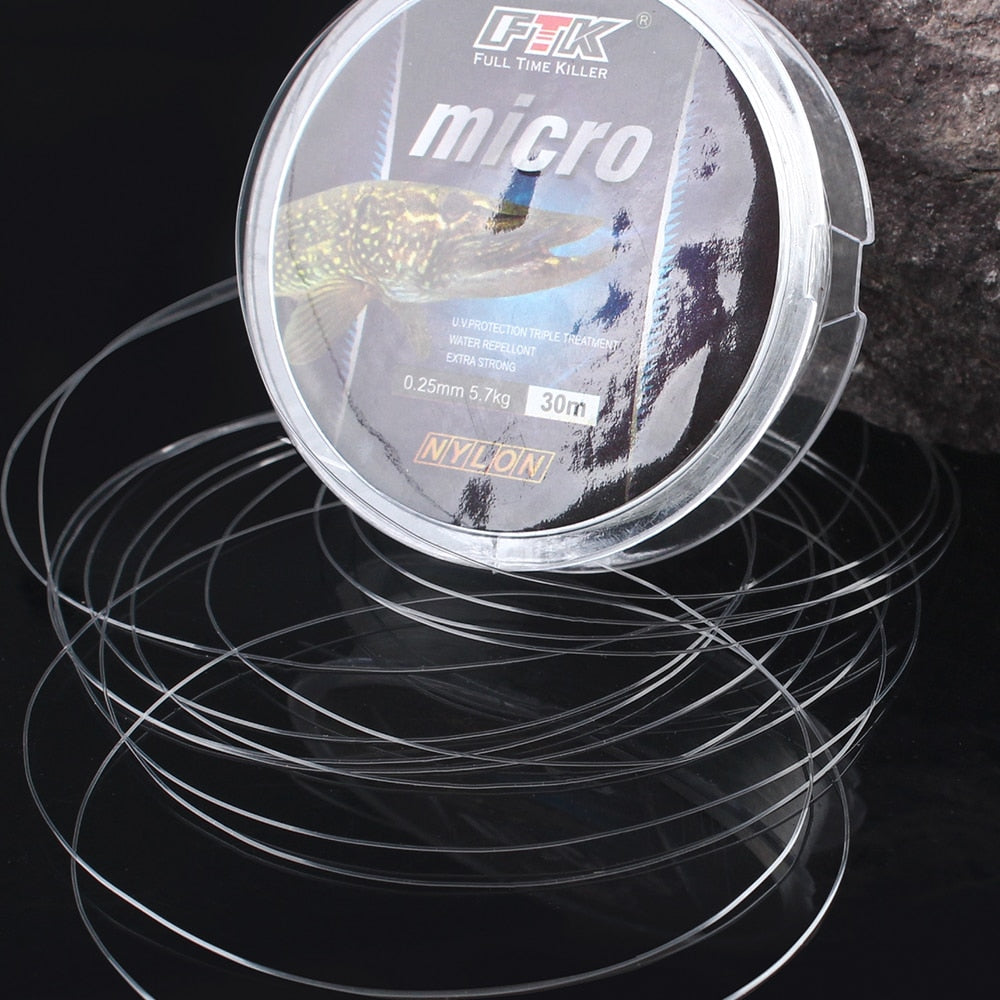 FTK  Ice Fishing Nylon Line 30M 2.9-12.5lb 1.3-5.7kg 0.08-0.25 DIA/MM Fishing Line Transparent for Carp Wire Winter Ice Nylon