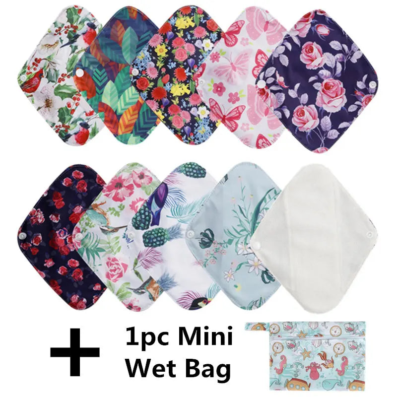 [Simfamily]10PCS Reusable Pads Bamboo Charcoal Sanitary Pads Mama Menstrual Cotton Pads Washable Panty Liner Pads Health Feminin