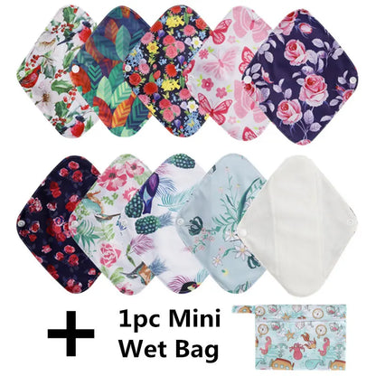 [Simfamily]10PCS Reusable Pads Bamboo Charcoal Sanitary Pads Mama Menstrual Cotton Pads Washable Panty Liner Pads Health Feminin