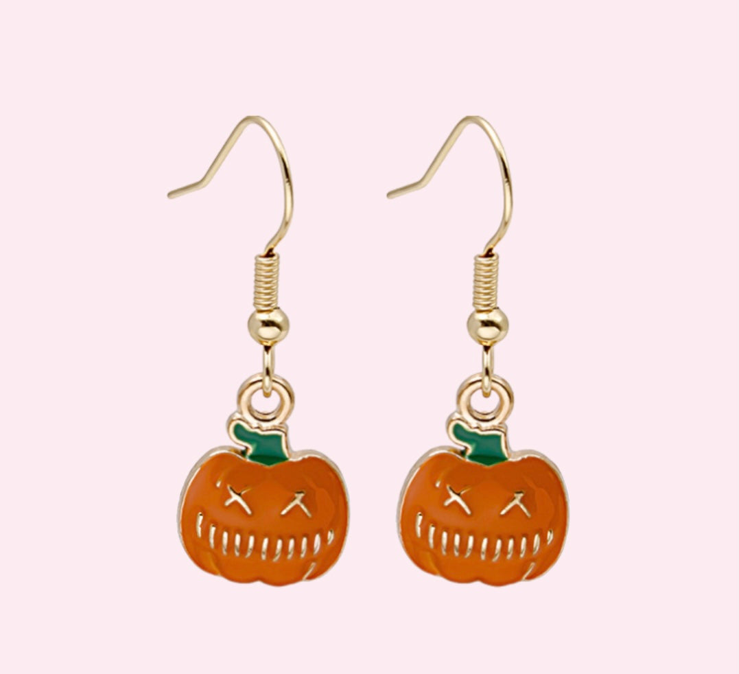 Pumpkin Earring, Minimalist Ghost Earrings, Halloween, Handmade Jewelry, Witch Earrings