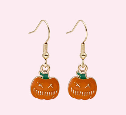 Pumpkin Earring, Minimalist Ghost Earrings, Halloween, Handmade Jewelry, Witch Earrings