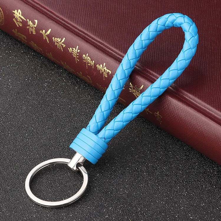 Handmade Knitted Rope Making Leather Rope Keychain for Women Men Rope for Hanging Bags Key Chain Porte Clef Chaveiro Keychains
