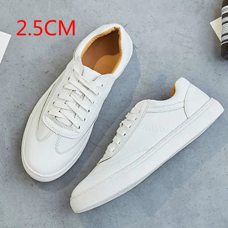 Fashion White Leather Women Chunky Sneakers White Shoes Lace Up Tenis Feminino Zapatos De Mujer Platform Women Casual Shoe