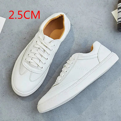Fashion White Leather Women Chunky Sneakers White Shoes Lace Up Tenis Feminino Zapatos De Mujer Platform Women Casual Shoe