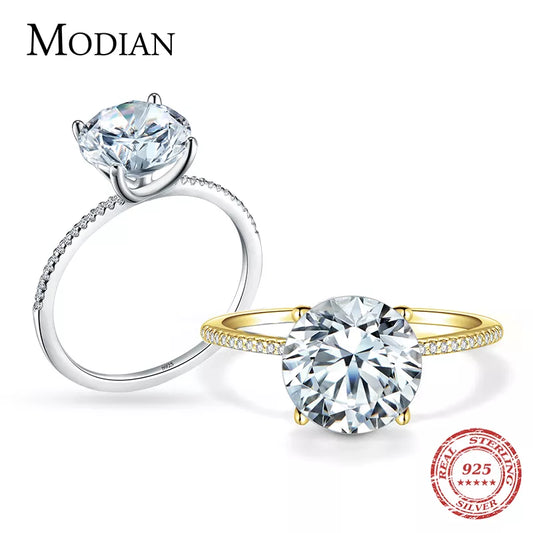 2021 Classic Luxury Real Solid 925 Sterling Silver Ring 3Ct 10 Hearts Arrows Zircon Wedding Jewelry Rings Engagement for Women