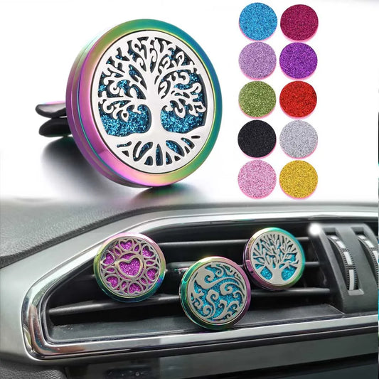 New Aromatherapy Jewelry Car Perfume Air Freshener Car Clip Tree of Life Aroma Essential Oil Diffuser Necklace Locket Pendants