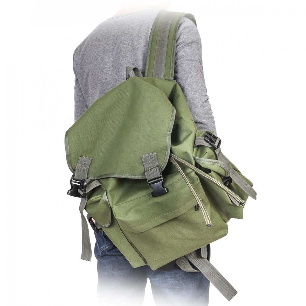 70L Large Capacity Multifunctional Army Green Canvas Carp Fishing Bag Fishing Tackle Backpack Durable and Wear-Resistant to Use.