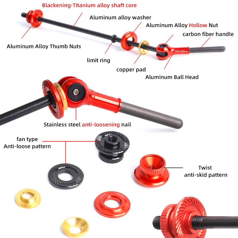 Ultra-Light 48g/Pair Titanium Ti Axis Skewers QR MTB Road Bike Bicycle Quick Release Front 100 Rear 130/135mm Wheel Hub Skewers