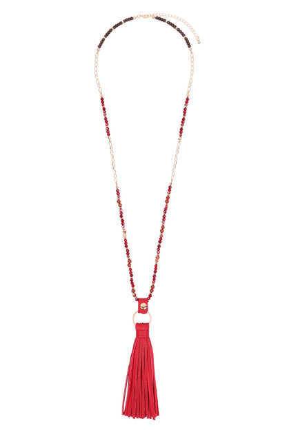 Hdn3121 - Leather Tassel Necklace