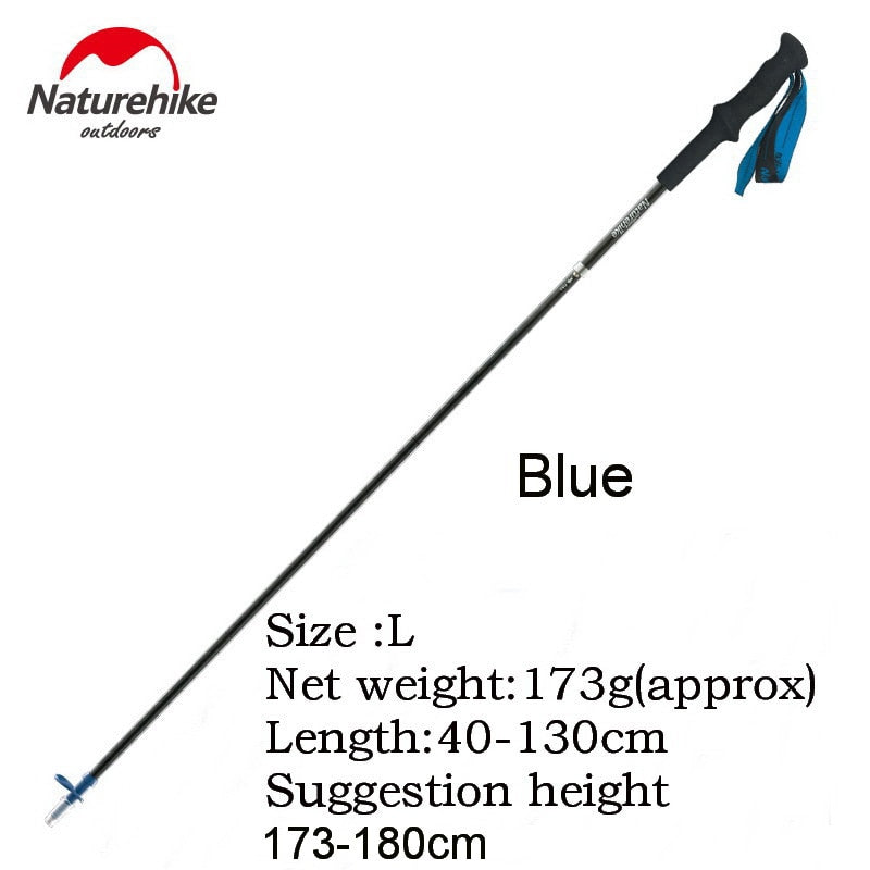 Naturehike Carbon Fiber 4 Section Ultralight Trekking Poles Tungsten Steel Walking Stick Trail Running Hiking Alpenstock