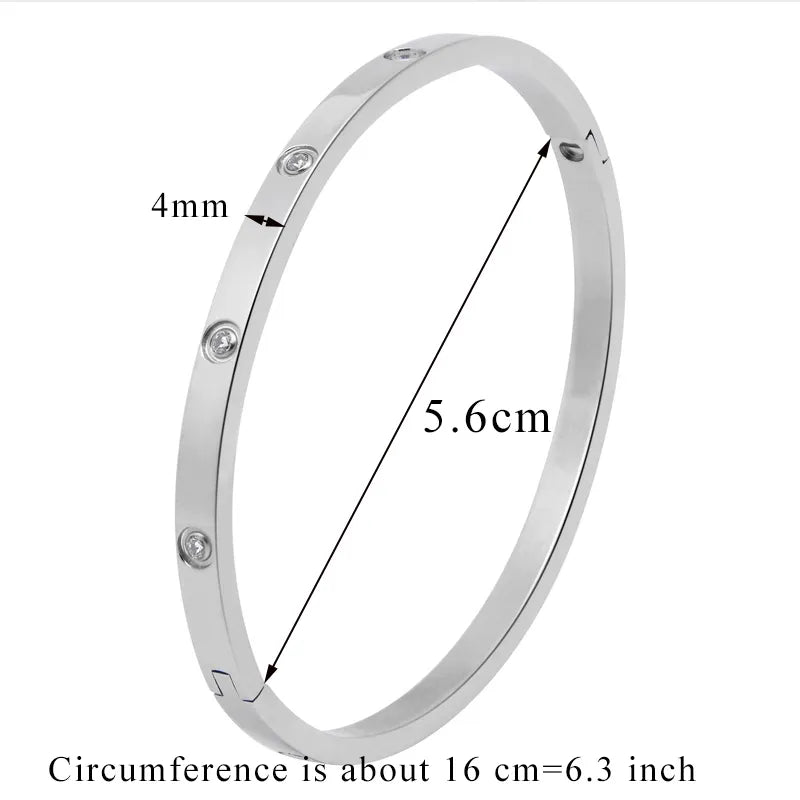Beautiful Lovers Bracelets Woman Bracelets Stainless Steel Bangles and Bangles Cubic Zirconia Golden Woman Jewelry