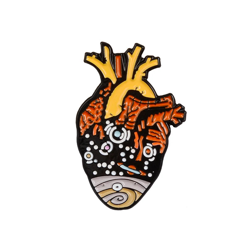 Heart Enamel Pin Starry Heart Brave Cats Bloodthirsty Hug Brooches Bag Clothes Lapel Pin Badge Jewelry