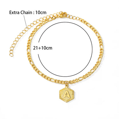 A-Z Initial Letter Anklets for Women Stainless Steel Anklet  21cm + 10cm Figaro Chain Summer Beach Accessories Jewelry