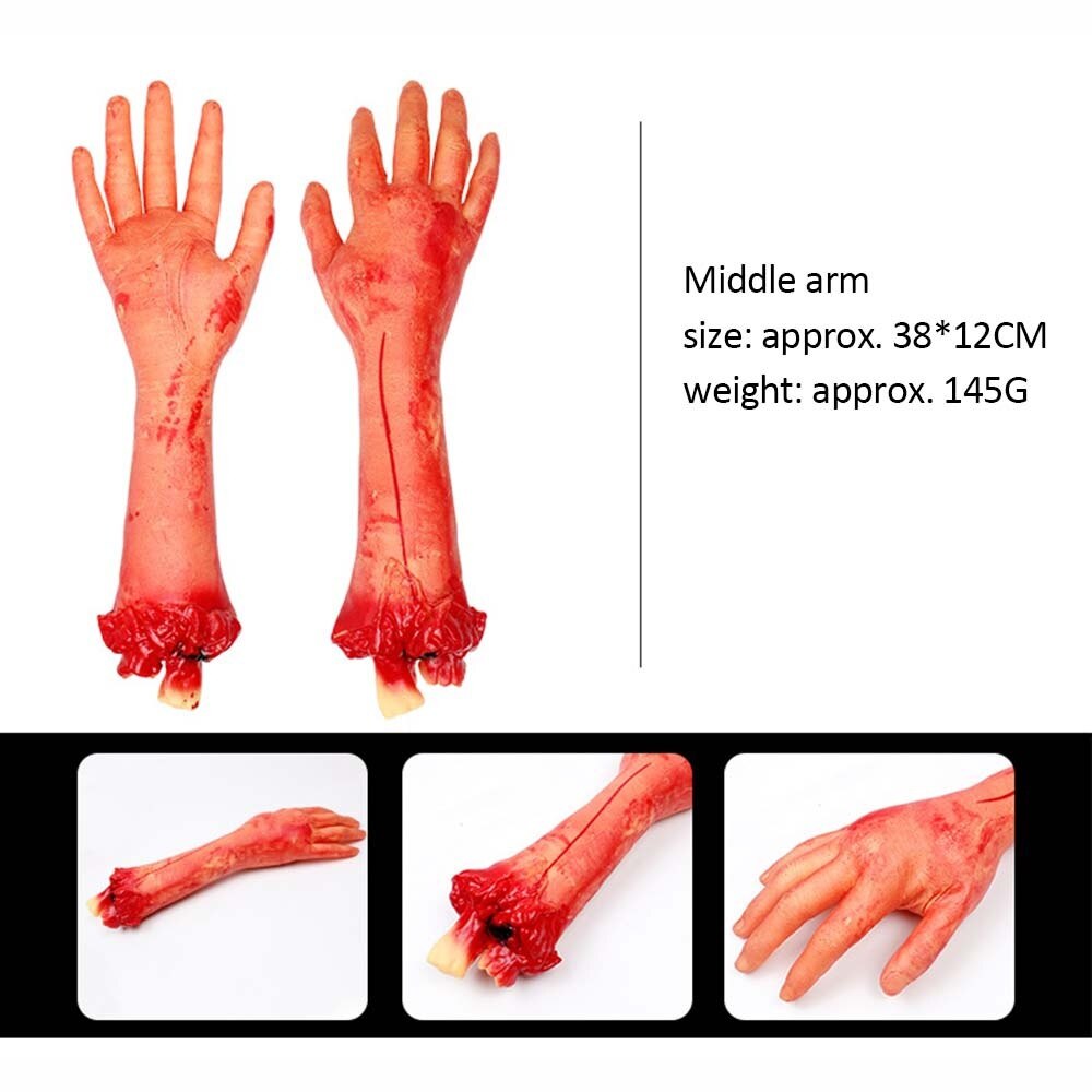 Halloween Horror Props Bloody Hand Haunted House Party Decoration Scary Fake Hand Finger Leg Foot Brain Heart Halloween Supplies