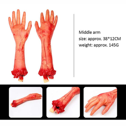 Halloween Horror Props Bloody Hand Haunted House Party Decoration Scary Fake Hand Finger Leg Foot Brain Heart Halloween Supplies