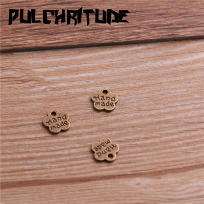 100PCS 8*8mm Metal Alloy Two Color Double Letter Florets Charms Pendants for Jewelry Making DIY Handmade Craft
