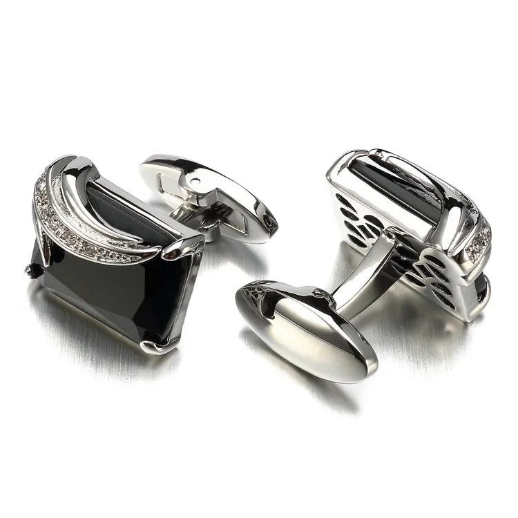 Low-Key Luxury Blue Glass Cufflinks for Mens Lepton Brand High Quality Square Crystal Cufflinks Shirt Cuff Links Relojes Gemelos