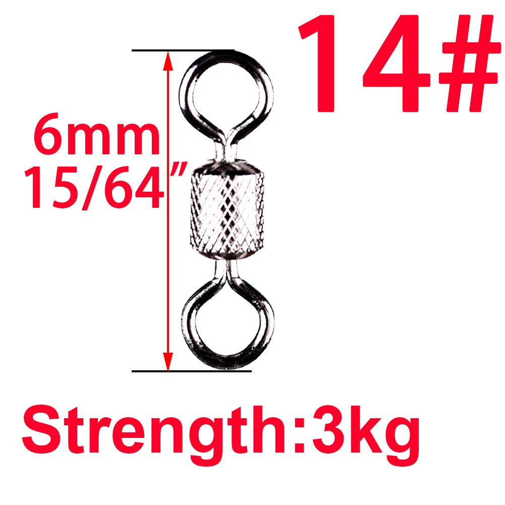 50pcs/Box Stainless Steel Fishing Connector Barrel Swivel Rolling Ball Sinker Tool Tackle Goods for Fly Fishing Hook Lure