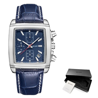 MEGIR New Casual Brand Watches Men Hot Fashion Sport Wristwatch Man Chronograph Leather Watch for Male Luminous Calendar Hour