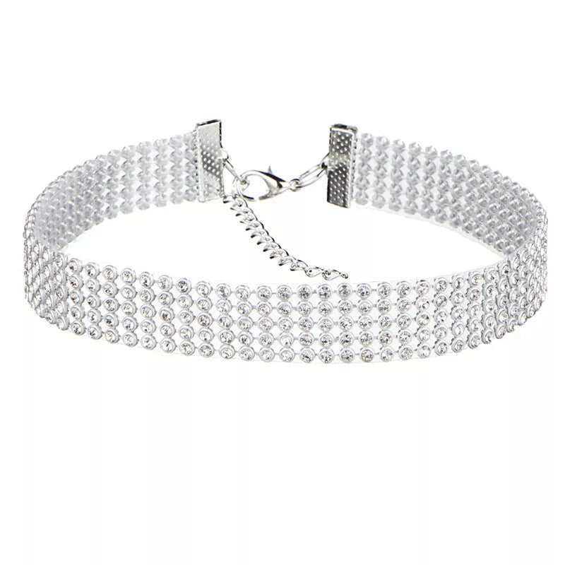 SUMENG 2024 European Style Women Bundle Neck Element Necklace Jewelry Punk Hip Hop Choker Inlay Rhinestone Collar