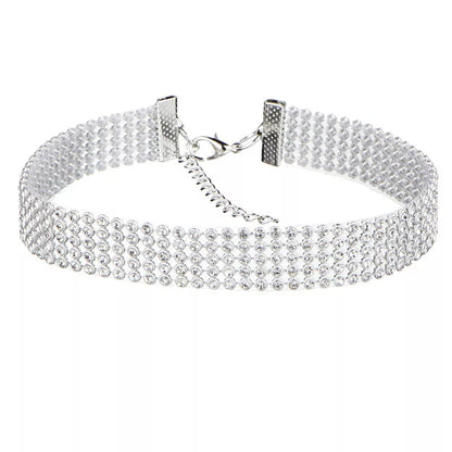SUMENG 2024 European Style Women Bundle Neck Element Necklace Jewelry Punk Hip Hop Choker Inlay Rhinestone Collar