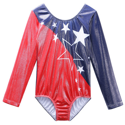 BAOHULU Long Sleeve Girls Gymnastics Leotard Sparkle Children Ballet Leotard